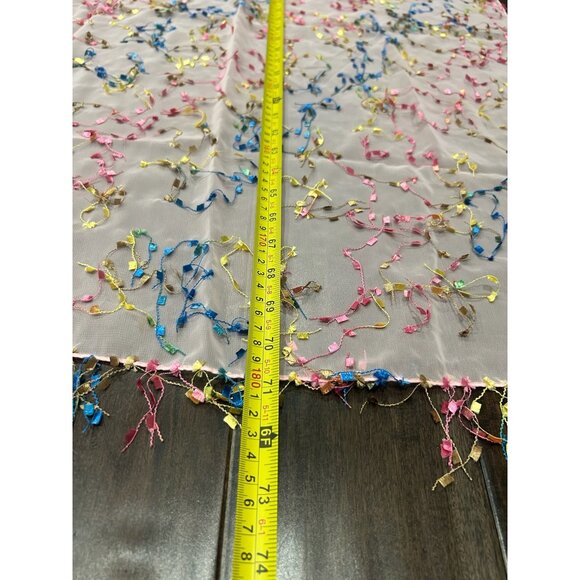 Elegant Sheer Pink Scarf Lightweight Shawl Wrap Colorful Fringe Accent Comfort - Picture 7 of 9